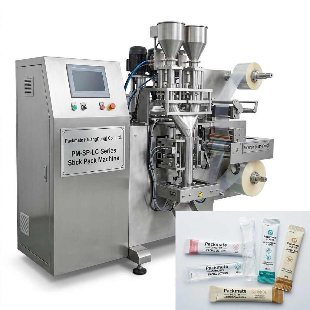 Stick pack machine for lotion